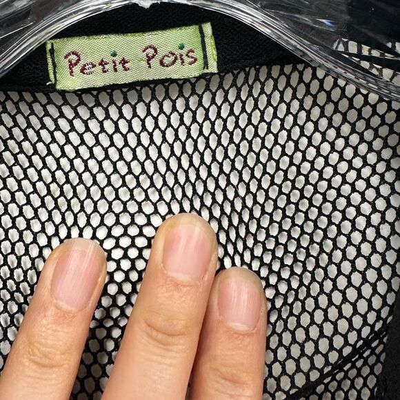 Vintage Y2K Black Mesh Sheer Fish Net Short Sleeve Button Front Top Size M - Picture 9 of 10